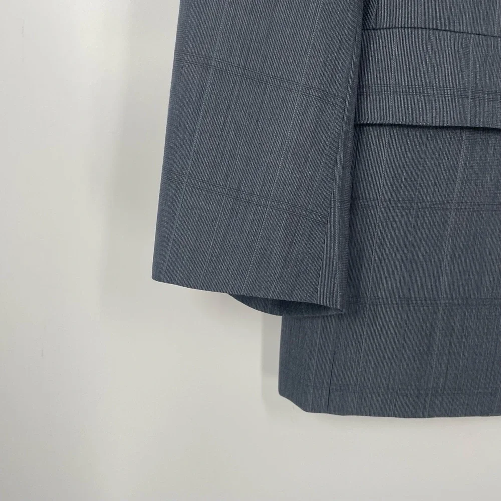 Hart Schaffner & Marx Men's Gray Plaid Pinstripe Notched Lapel Blazer Sport Coat